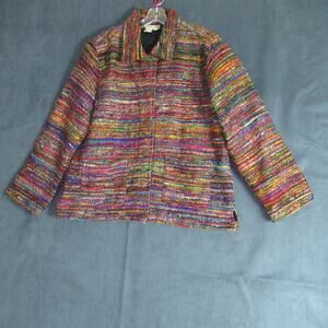 Vtg The Territory Ahead Jacket Womens Large Multicolor Woven Boho Hipster Blazer